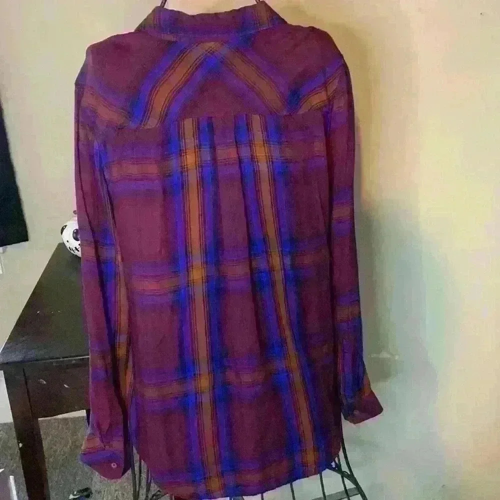 a.n.a Flannel Top, M, Purple - Picture 4 of 4